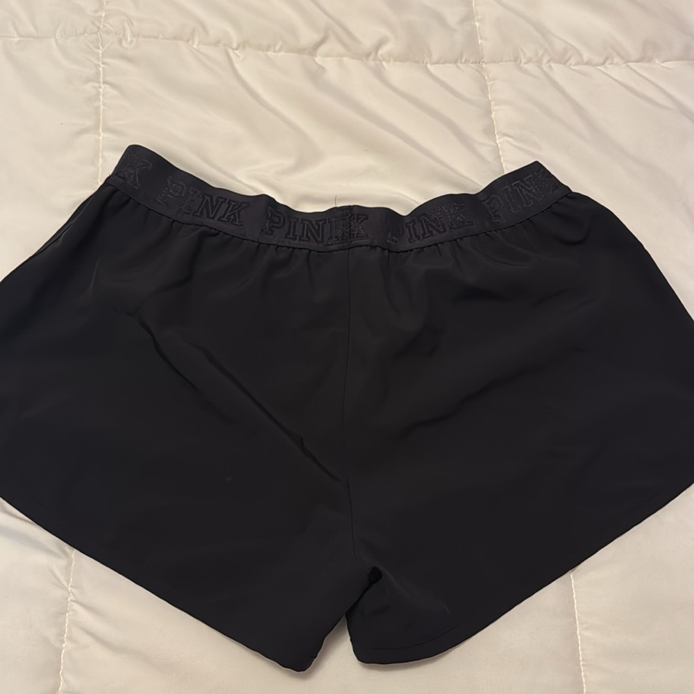 Victoria's Secret PINK Nylon Short Elastic Waistband LOGO Size Medium Black - Picture 4 of 5